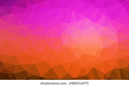 Dunkelrosa, gelbe Vektorgrafik Low Poly Layout. Eine elegante, helle Illustration mit Farbverlauf. Dreiecksmuster für Ihr Business-Design.