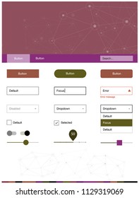 Dark Pink, Yellow vector Material Design Kit with lines, circles. Colorful ui/ux kit with triangles, circles in header. This sample is for your landing page.