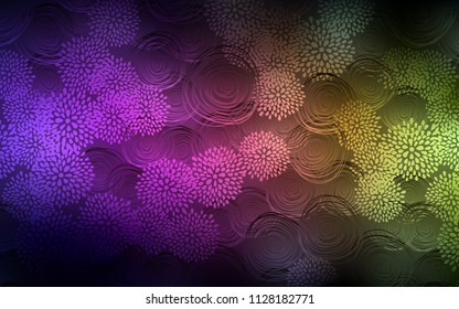 Dark Pink, Yellow vector natural abstract template. Colorful illustration in doodle style with flowers. The completely new template can be used for your brand book.