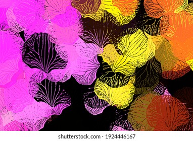 Dark Pink, Yellow vector natural background with leaves. An elegant bright illustration with leaves in Natural style. Hand painted design for web, leaflets.