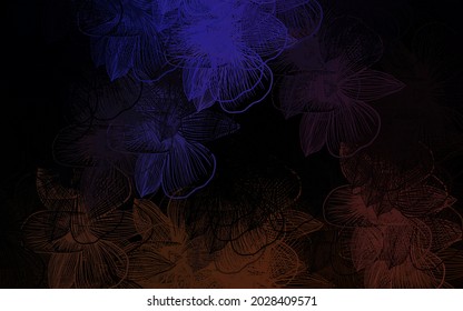 Rosa oscuro, fondo natural vector amarillo con flores. Flores de doodle insólitas sobre fondo blanco. Una nueva textura para tu diseño de papel pintado.