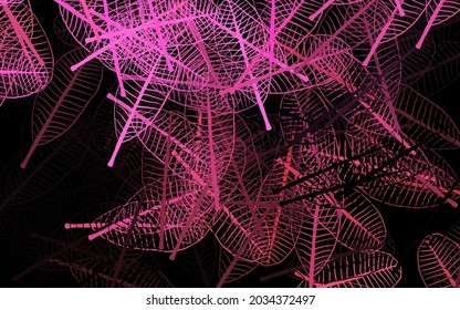 Dark Pink, Yellow vector natural background with leaves. Colorful illustration in doodle style with leaves. Hand painted design for web, leaflets.