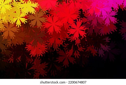 Rosa oscuro, fondo natural vector amarillo con flores. Ilustración creativa de estilo borroso con flores. Patrón elegante para tu libro de marca.
