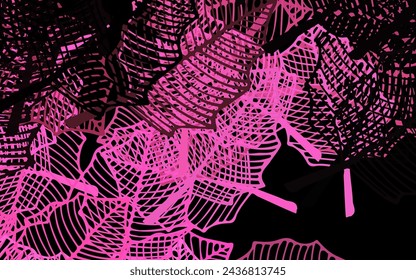 Rosa oscuro, amarillo vector de fondo natural con hojas. Una elegante ilustración brillante con hojas y flores. Plantilla para fondos de teléfonos celulares.