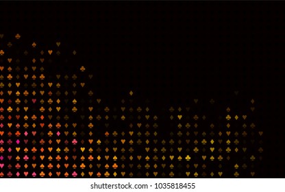 Dark Pink, Yellow vector pattern with symbol of cards. Shining illustration with hearts, spades, clubs, diamonds. Design for ad, poster, banner of gambling websites.