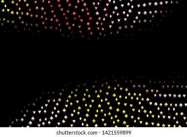Dark Pink, Yellow vector pattern with symbol of cards. Illustration with set of hearts, spades, clubs, diamonds. Smart design for your business advert of casinos.