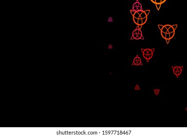 Dark Pink, Yellow vector pattern with magic elements. Colorful vintage illustration with gradient alchemy shapes. Background for esoteric, mystic designs.
