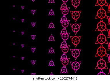 Dark Pink, Yellow vector pattern with magic elements. Colorful vintage illustration with gradient alchemy shapes. Best design halloween events.