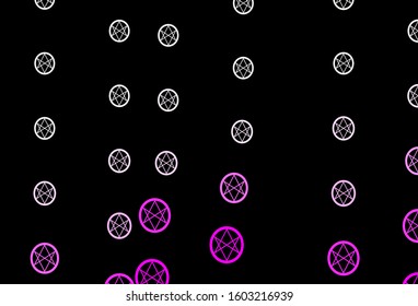 Dark Pink, Yellow vector pattern with magic elements. Illustration with magical signs of spiritual power. Design for magic, spiritual events.