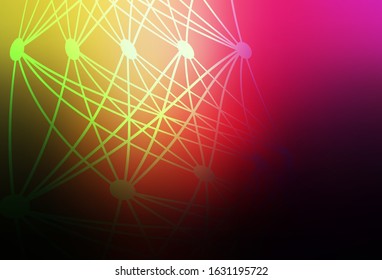 Dark Pink, Yellow vector pattern with artificial intelligence network. Shining colorful illustration with real structure of AI. Design for depiction of cyber innovations.