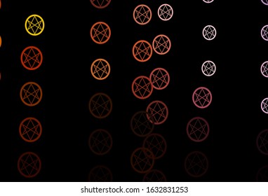 Dark Pink, Yellow vector pattern with magic elements. Illustration with magical signs of spiritual power. Simple base for your occult design.