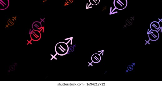 Dark Pink, Yellow vector pattern with feminism elements. Abstract illustration with a depiction of women's power. Simple design for your web site.