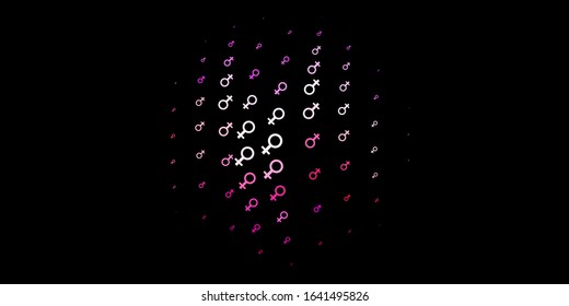 Dark Pink, Yellow vector pattern with feminism elements. Colorful illustration with gradient feminism shapes. Background for International Women’s Day.