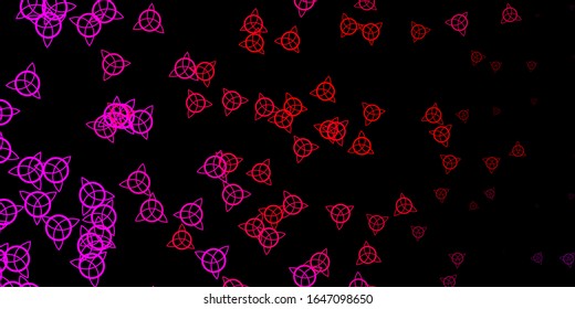 Dark Pink, Yellow vector pattern with magic elements. Colorful vintage illustration with gradient alchemy shapes. Design for magic, spiritual events.