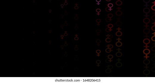 Dark Pink, Yellow vector pattern with feminism elements. Colorful feminism symbols with a gradient in modern style. Design for International Women’s Day.