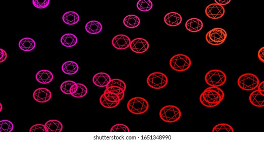 Dark Pink, Yellow vector pattern with magic elements. Abstract illustration with gothic gradient shapes. Design for magic, spiritual events.