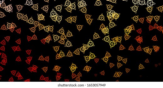 Dark Pink, Yellow vector pattern with magic elements. Colorful mystic symbols with a gradient in ancient style. Simple design for occult depiction.