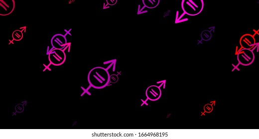 Dark Pink, Yellow vector pattern with feminism elements. Simple design in abstract style with women’s rights activism. Elegant design for wallpapers.