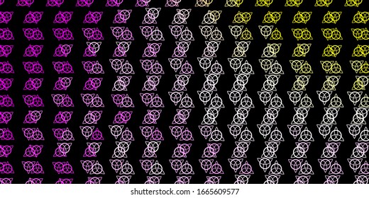 Dark Pink, Yellow vector pattern with magic elements. Retro design in abstract style with witchcraft forms. Design for magic, spiritual events.