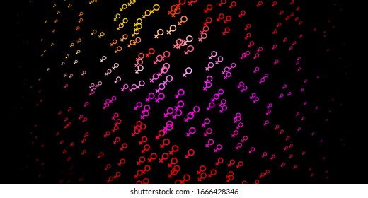 Dark Pink, Yellow vector pattern with feminism elements. Abstract illustration with a depiction of women's power. Background for International Women’s Day.