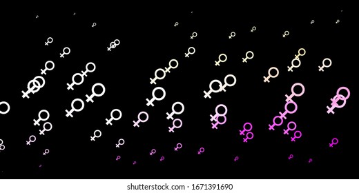 Dark Pink, Yellow vector pattern with feminism elements. Abstract illustration with a depiction of women's power. Best design to show the power of women.