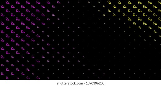 Dark pink, yellow vector pattern with feminism elements. Illustration with signs of women's strength and power. Background for International Women’s Day.