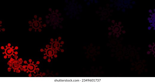 Dark pink, yellow vector pattern with coronavirus elements. Abstract illustration with biological gradient shapes. Simple drawing against danger fever.