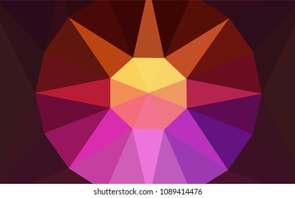 Dark Pink, Yellow vector polygon abstract backdrop with a gem in a centre. Shining colorful illustration with triangles. Completely new template for your banner.
