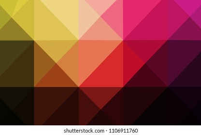 Dark Pink, Yellow vector polygon abstract background. Modern geometrical abstract illustration with gradient. The polygonal design can be used for your web site.