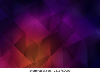Dark Pink, Yellow vector polygon abstract layout. Triangular geometric sample with gradient.  A completely new design for your leaflet.