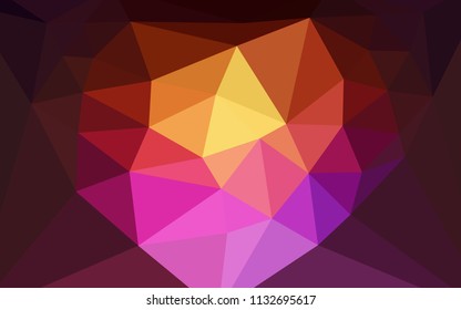 Dark Pink, Yellow vector polygonal template with a heart in a centre. Colorful illustration in a polygonal style. A new texture for your web site.