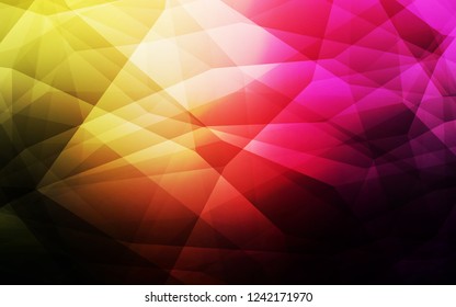 Dark Pink, Yellow vector polygonal template. Triangular geometric sample with gradient.  Completely new template for your banner.