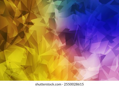 Cor-de-rosa escuro, vetor amarelo de fundo poligonal. Amostra geométrica triangular com gradiente.  Modelo para planos de fundo de celular.