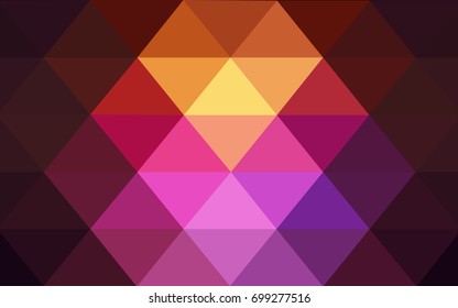 Dark Pink, Yellow vector polygonal illustration, which consist of triangles. Triangular pattern for your business design. Geometric background in Origami style with gradient. 