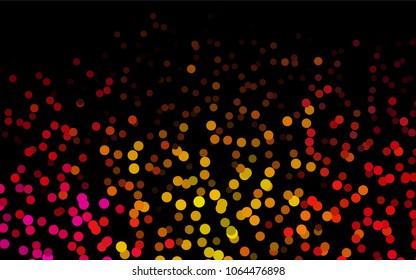 Dark Pink, Yellow vector red banner with set of circles, dots. Donuts Background. Creative Design Template. Technological halftone illustration.