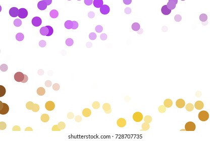 Dark Pink, Yellow vector red banner with set of circles, dots. Donuts Background. Creative Design Template. Technological halftone illustration.