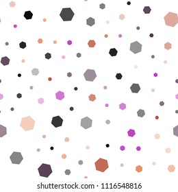 Dark Pink, Yellow vector seamless backdrop with hexagons. Illustration of colored hexagons on white surface. Pattern can for your ad, booklets.