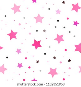 Dark Pink, Yellow vector seamless cover with small and big stars. Blurred decorative design in simple style with stars. The pattern can be used for websites.