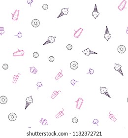 Dark Pink, Yellow vector seamless pattern with fresh ingredients. Glitter abstract sketch with gourmet food. Pattern for ad, booklets, leaflets of restaurants.