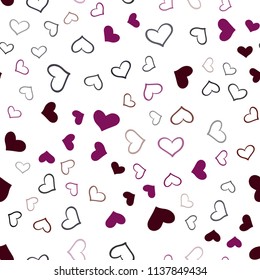 Dark Pink, Yellow vector seamless template with doodle hearts. Glitter abstract illustration with colorful hearts in romantic style. Beautiful design for your business advert of anniversary.