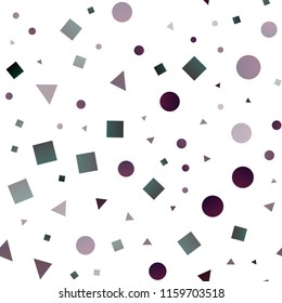Dark Pink, Yellow vector seamless template with crystals, circles, squares. Illustration with set of colorful circles, triangles, squares. Pattern for trendy fabric, wallpapers.