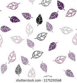 Dark Pink, Yellow vector seamless doodle pattern with leaves. Colorful abstract illustration with leaves in doodle style. Pattern for design of fabric, wallpapers.