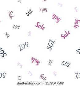 Dark Pink, Yellow vector seamless pattern with 50 percentage signs. Abstract illustration with colorful gradient symbols of sales. Backdrop for super sales on Black Friday.