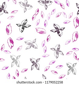 Dark Pink, Yellow vector seamless doodle background with leaves. Blurred decorative design in Indian style with leaves. Template for business cards, websites.