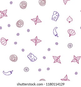 Dark Pink, Yellow vector seamless texture with delicious snacks. Fast Food on blurred abstract background with colorful gradient. Pattern for ads of breakfast, lunch, dinner.