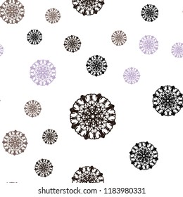 Dark Pink, Yellow vector seamless cover with beautiful snowflakes. Glitter abstract illustration with crystals of ice. Pattern for design of fabric, wallpapers.