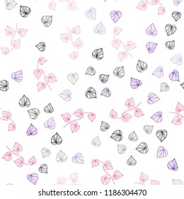 Dark Pink, Yellow vector seamless abstract design with leaves. Blurred decorative design in Indian style with leaves. Pattern for design of window blinds, curtains.