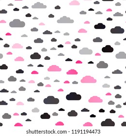 Dark Pink, Yellow vector seamless template with sky, clouds. Modern illustration with colorful gradient clouds. Pattern for design of fabric, wallpapers.