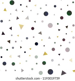 Dark Pink, Yellow vector seamless background with triangles, circles. Circles, lines on abstract background with colorful gradient. Template for business cards, websites.