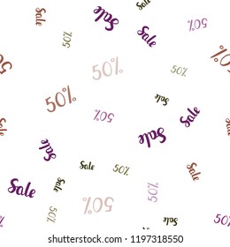 Dark Pink, Yellow vector seamless cover with symbols of 50 % sales. Colorful set of  percentage signs in simple style. Backdrop for mega promotions, discounts.